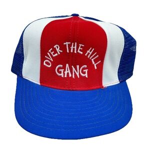 Vintage Over The Hill Gang Trucker Hat Cap Made In USA 80s SnapBack Funny Joke